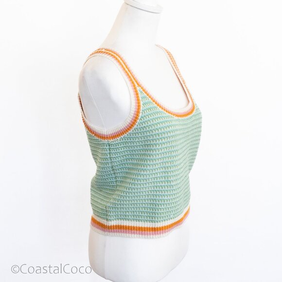 Hem & Thread Knit Tank Top M Crochet Wool Polyester Retro Festival Beach Resort - Picture 2 of 11